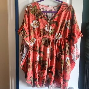 Palmwave Hawaii Orange Tropical Top